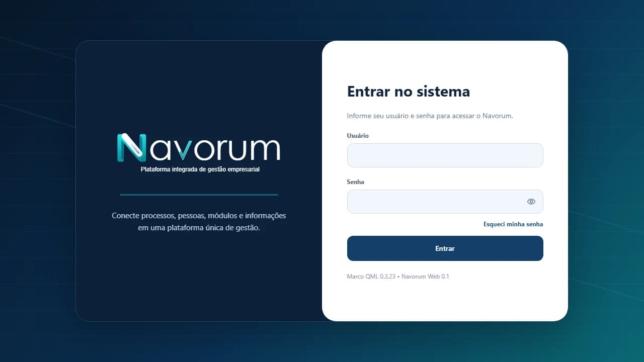 Tela de acesso da plataforma Navorum